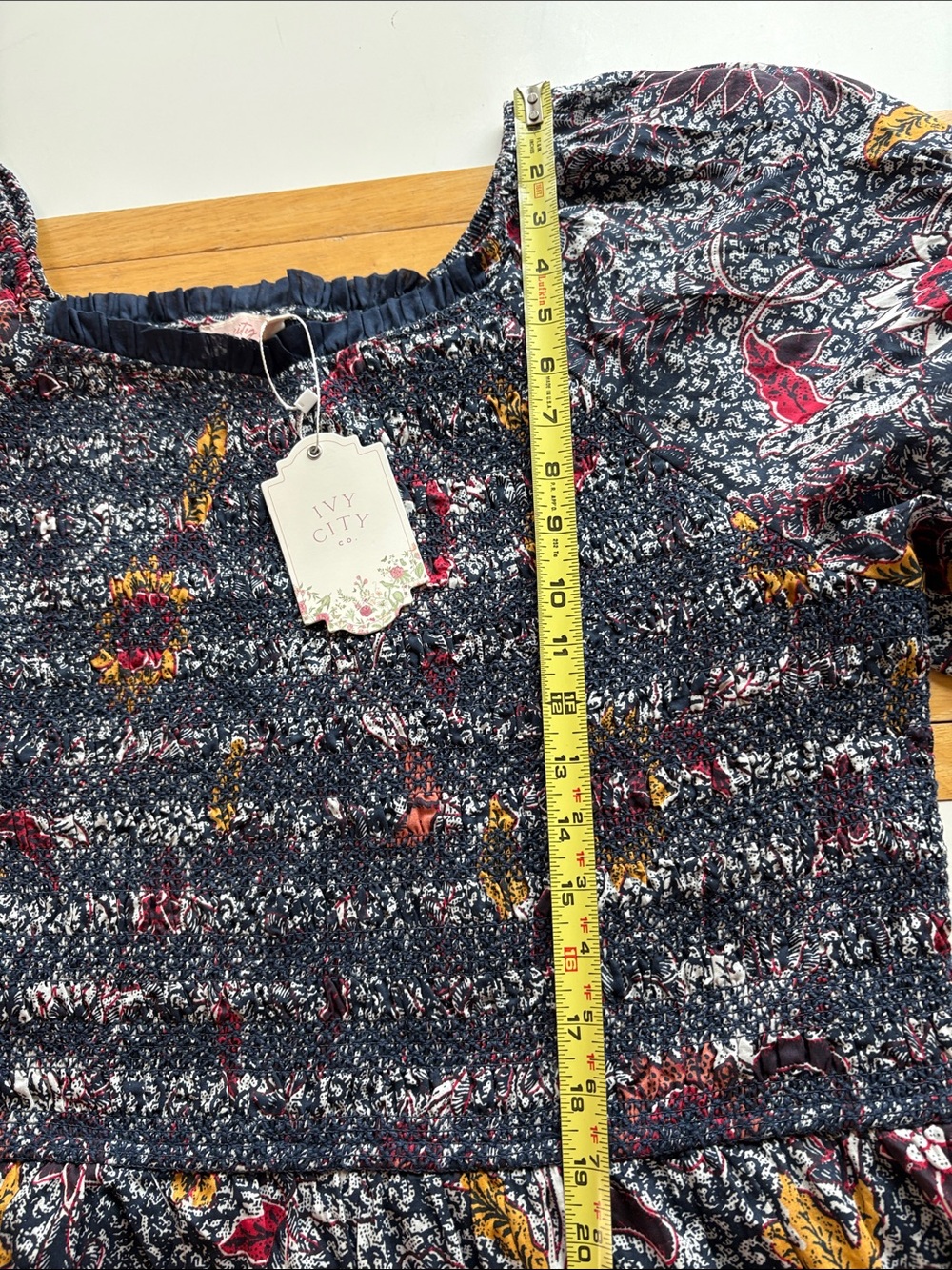 Ivy City Co Roselyn in Navy Floral Smocked Maxi Dress Sz 3XL - Picture 7 of 8